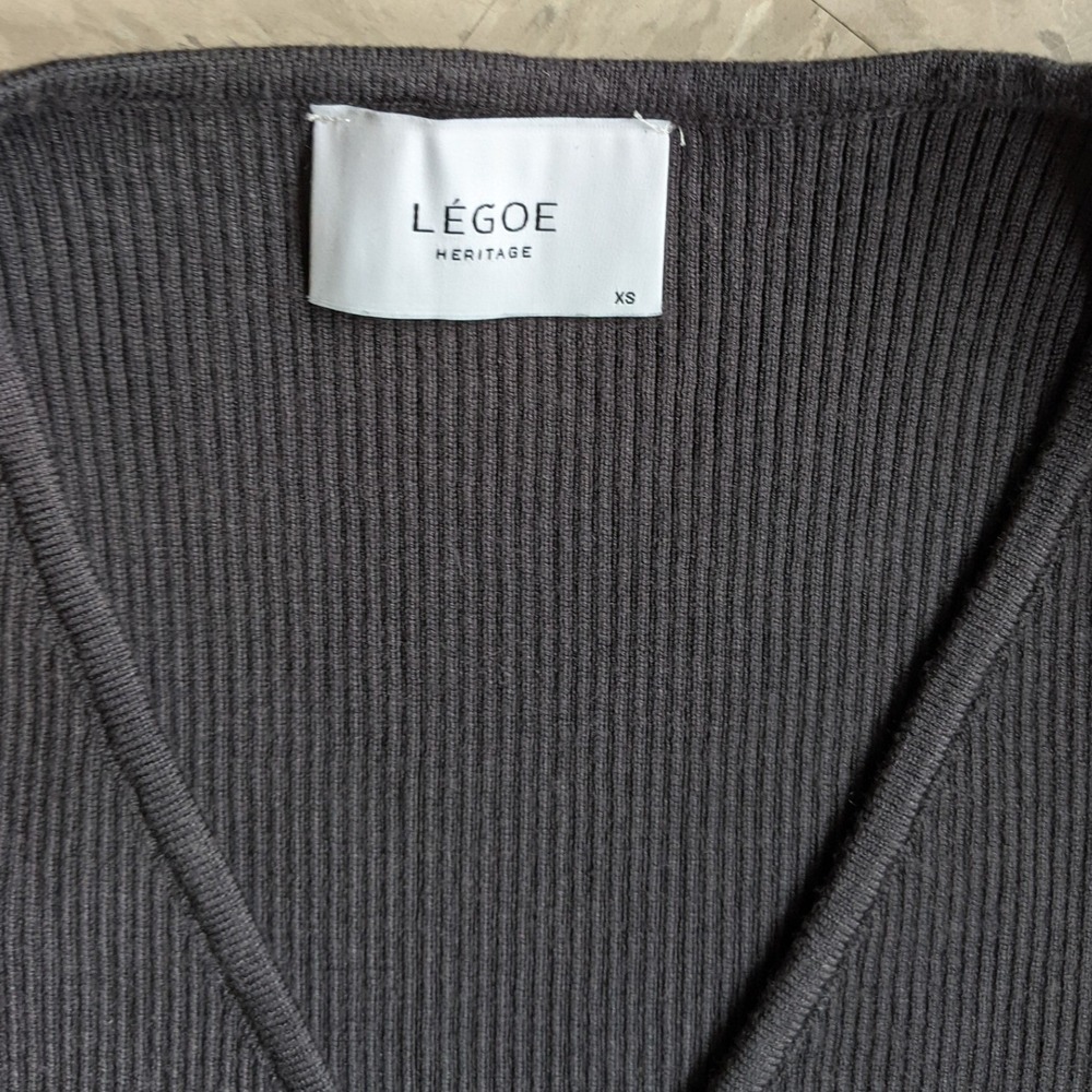 LEGOE HERITAGE Grey Ribbed Knit Breastfeeding Wrap Front Long Sleeve Sweater Top - Picture 2 of 9